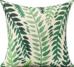 Funda de cojín hojas tropicales con diseño botánica densa en tonos verdes