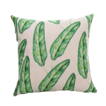 Funda de cojín hojas tropicales con diseño hojas alargadas en tonos verdes