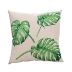 Funda de cojín hojas tropicales con diseño monstera clásica en tonos verdes