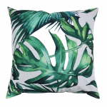 Funda de cojín hojas tropicales con diseño monstera intensa en tonos verdes